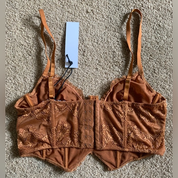 🧡NWT Floral Lace Copper Rust Tic Toc Bralette Corset Top - Picture 2 of 6
